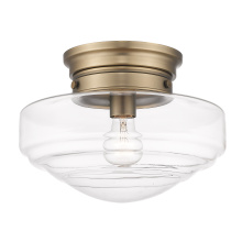 Golden 0508-SF MBS-CLR - Golden Lighting Ingalls 1-light 12in Semi-Flush Mount in Modern Brass and Clear Glass